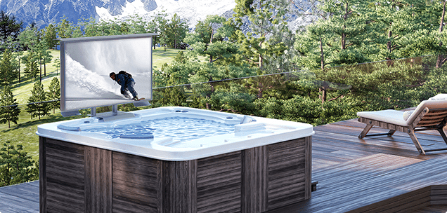 Cosmos Outdoor TV in hot tub mount
